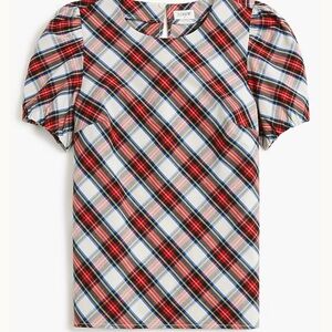 J. Crew Tartan Plaid Puff Sleeve Blouse